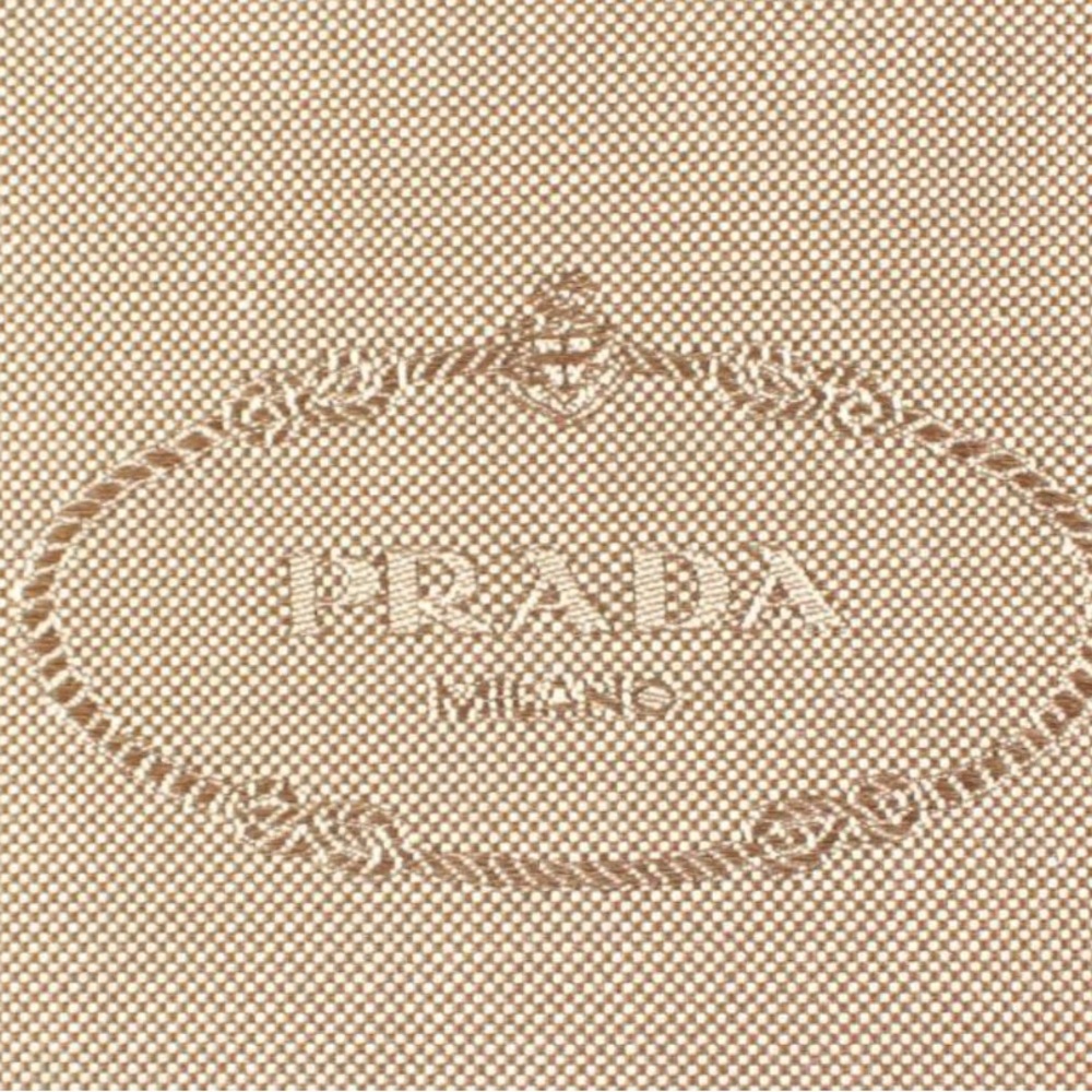 Prada Logo Jacquard Beige Canvas Small Flat Pouch Clutch Bag - Picture 2 of 8